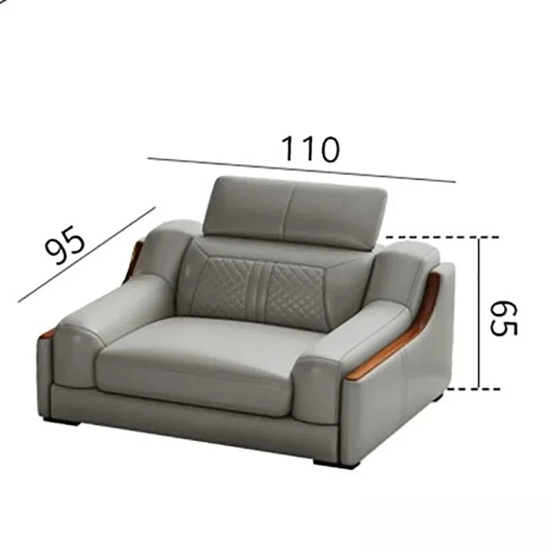 Stylish Italian Genuine Leather Sofa for Living Room with USB, Adjustable Headrests & Bluetooth Speaker