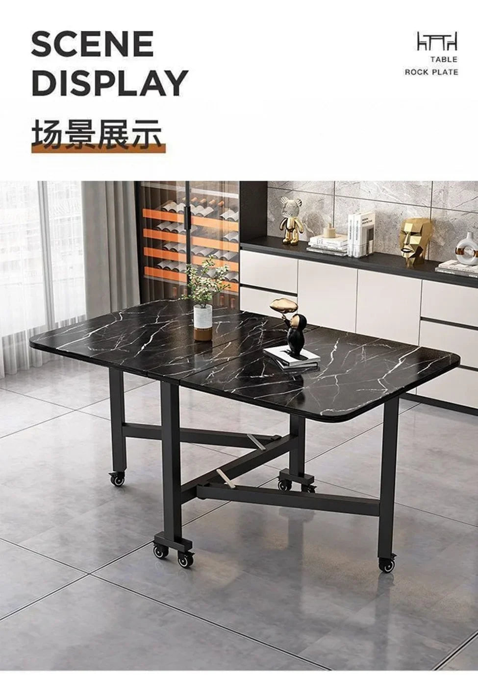 Folding dining table for small household