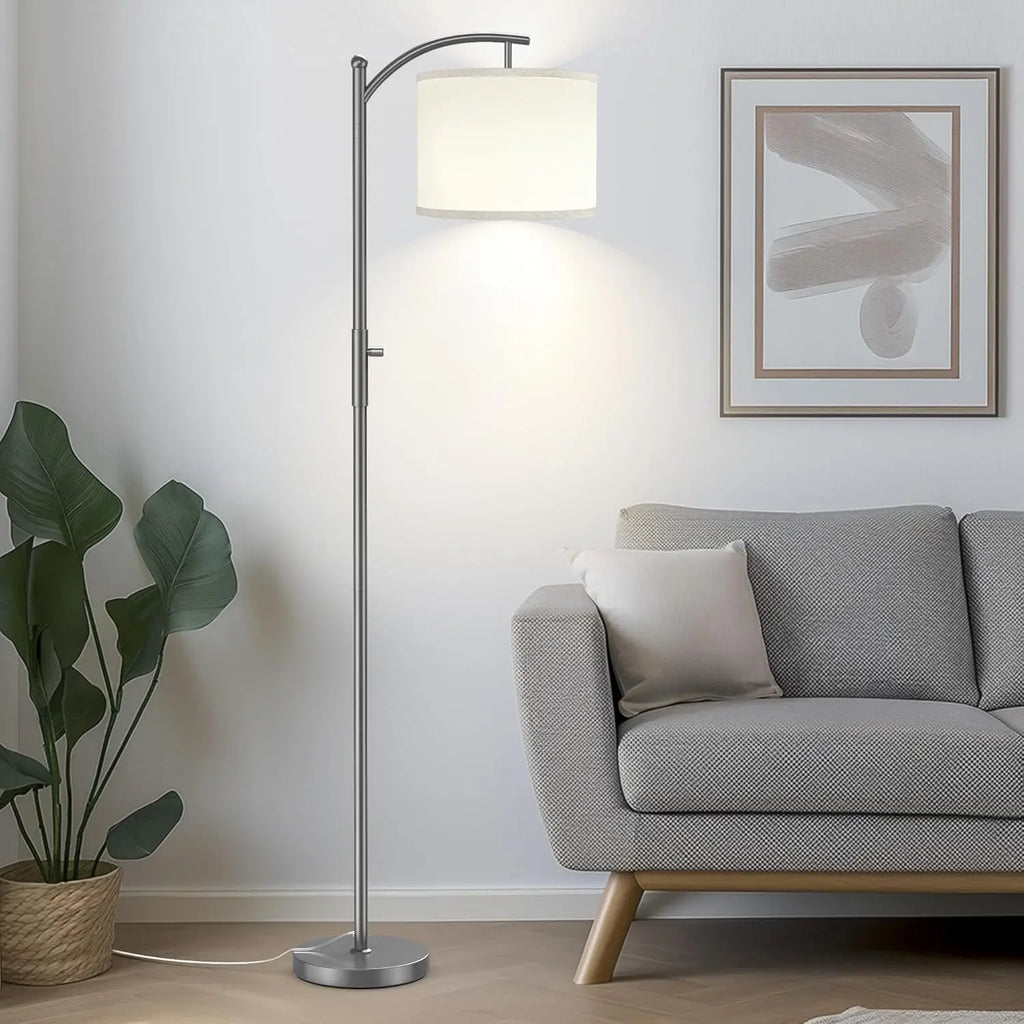 Dimmable Arc Floor Lamp with Linen Shade