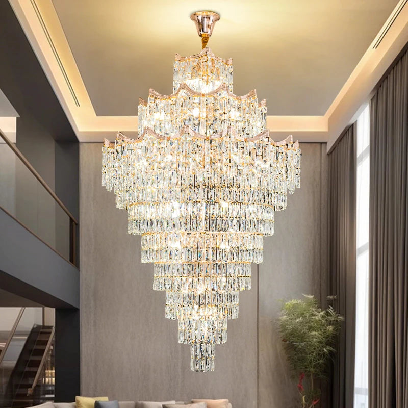 Luxury Modern Crystal High Ceiling Chandelier
