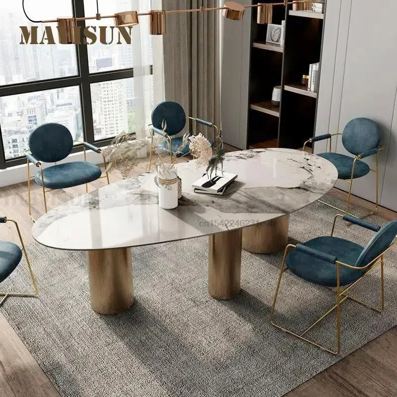 Italian Oval Dining Table Chairs Combination