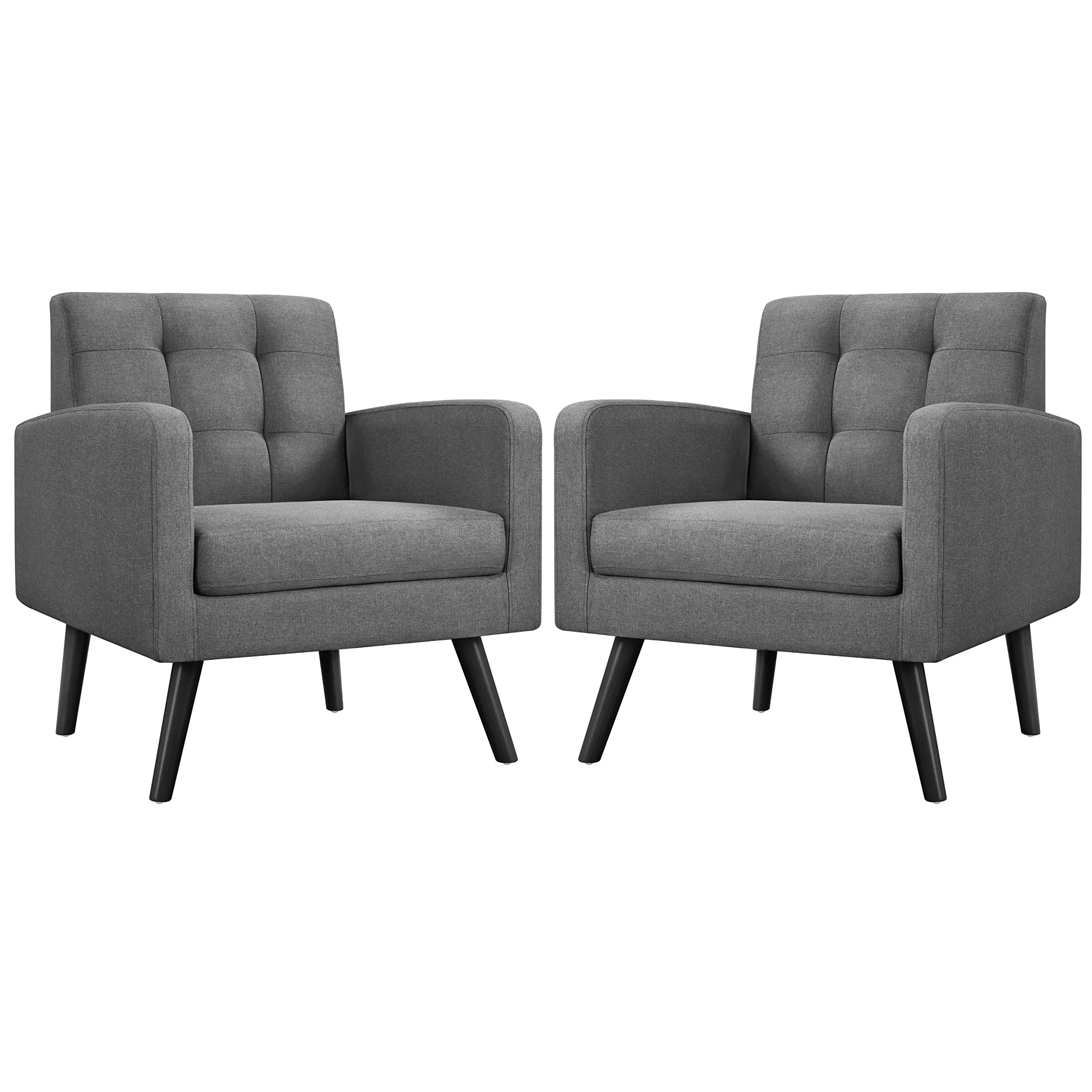 Mid-Century Leather Accent Chairs Set of 2