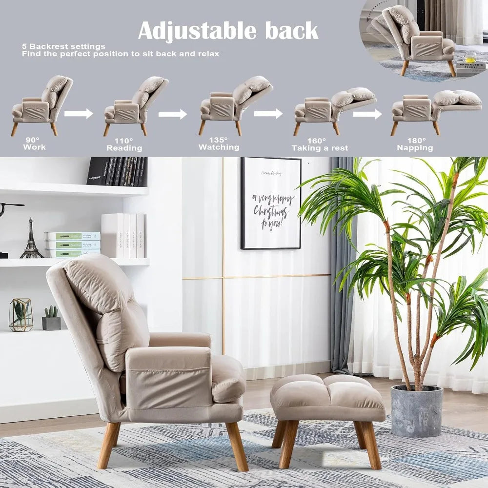 Modern Accent Chair with Ottoman