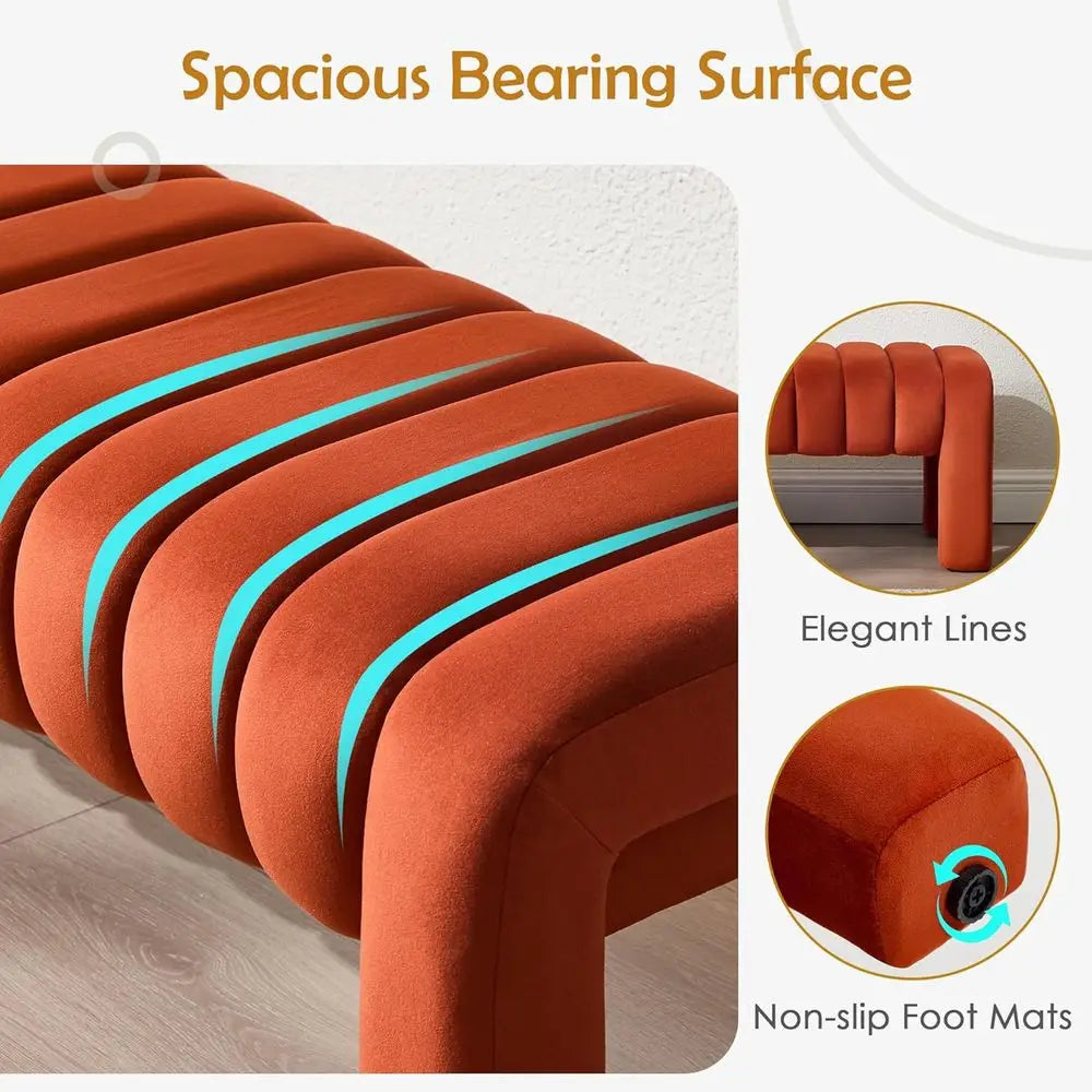43.3 Bedroom Bench, Upholstered Entryway Bench