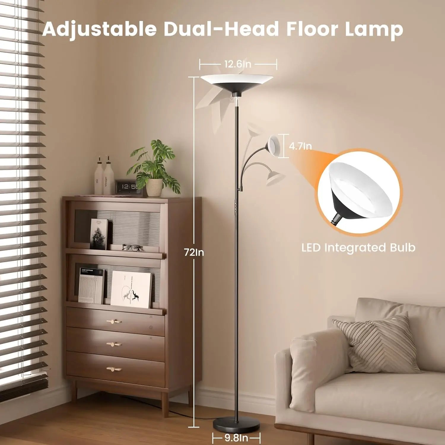 2-in-1 Torchiere Floor Lamp with Remote & Touch Control