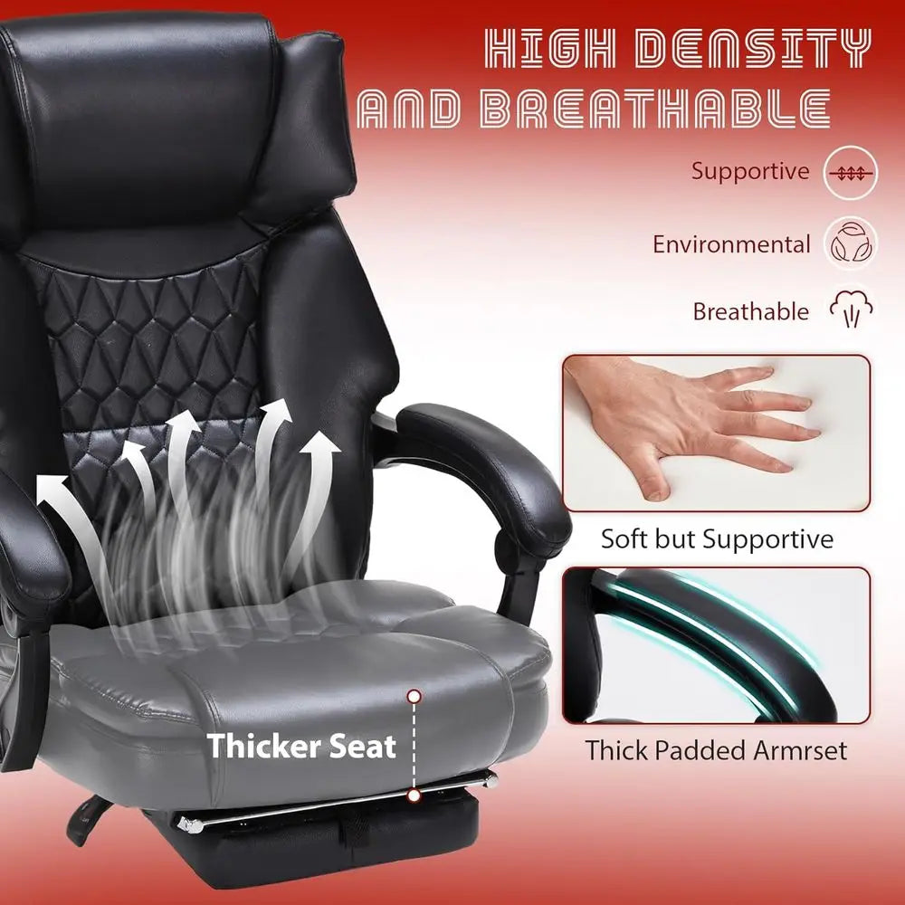 Ergonomic Executive Swivel Chair with Heat, Vibration, and Footrest