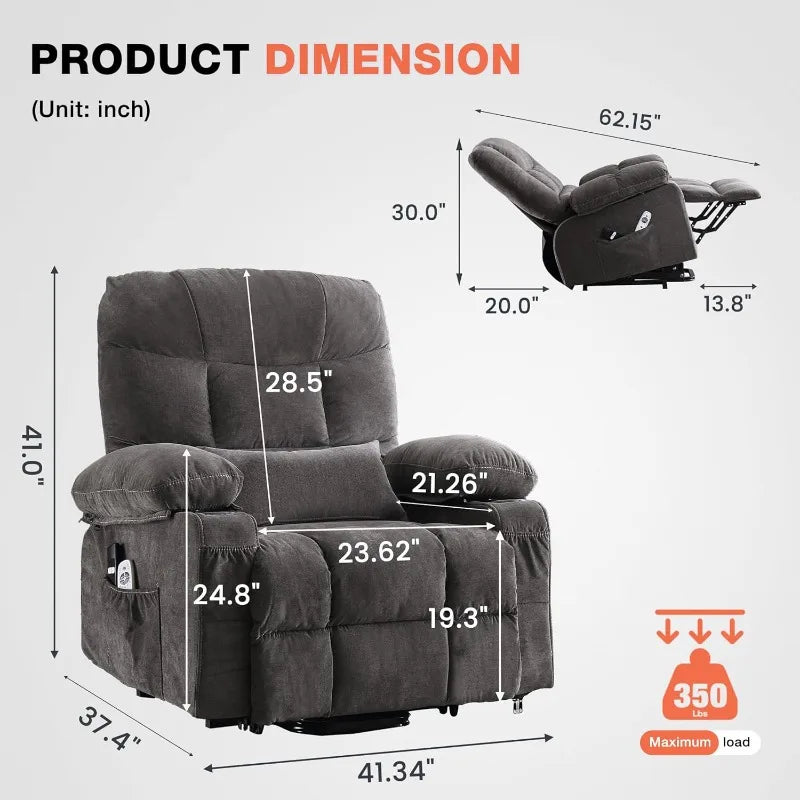 Power Lift Recliner Chair, Vibration Massage, Heating