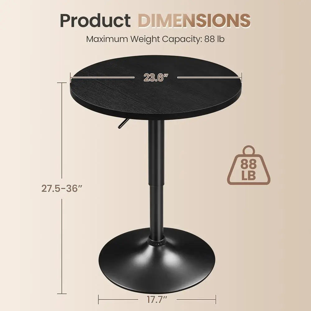 Modern 3-Piece Black Bar Table and 2 Stool Set