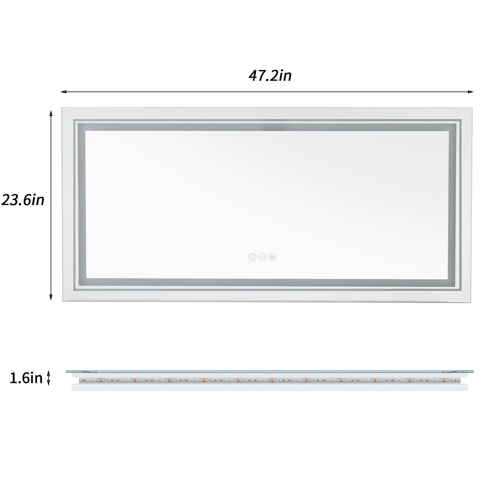LED Bathroom Mirror with Lights, Anti-Fog, Dimmable, Backlit