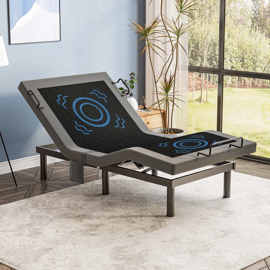 Twin Split King Size Adjustable Bed Base Frame with Massage
