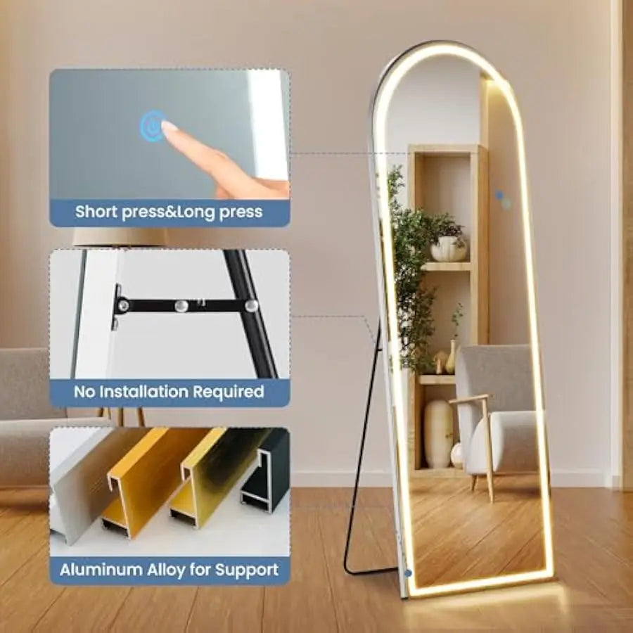 Arched Full Length Mirror with Light