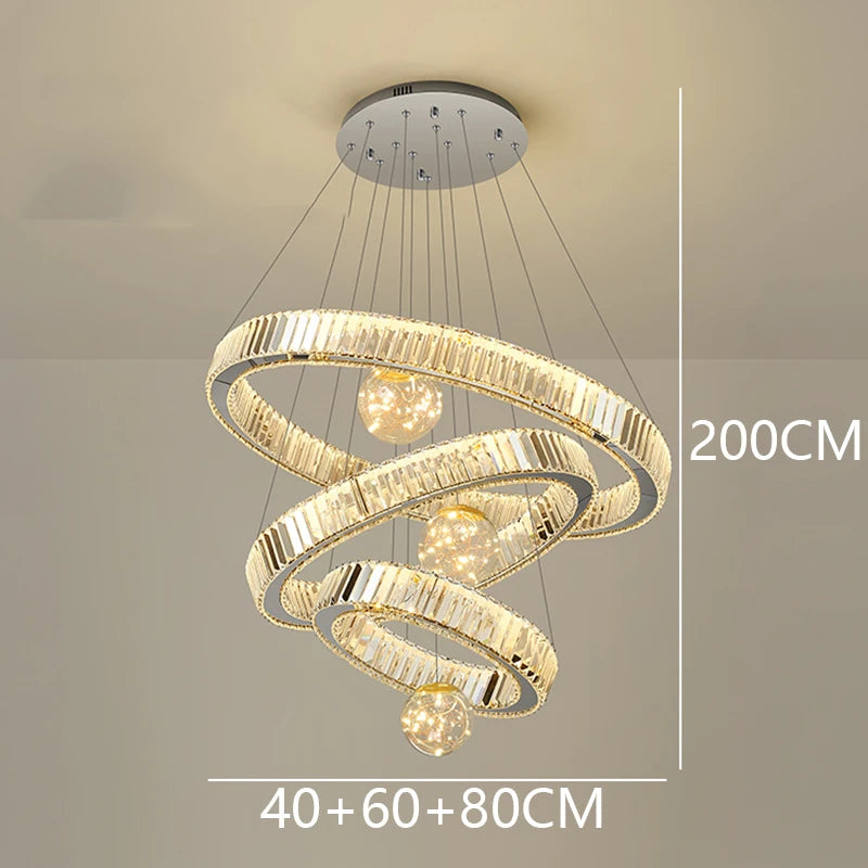 Modern Crystal Chandelier Lustre Stair Pendant