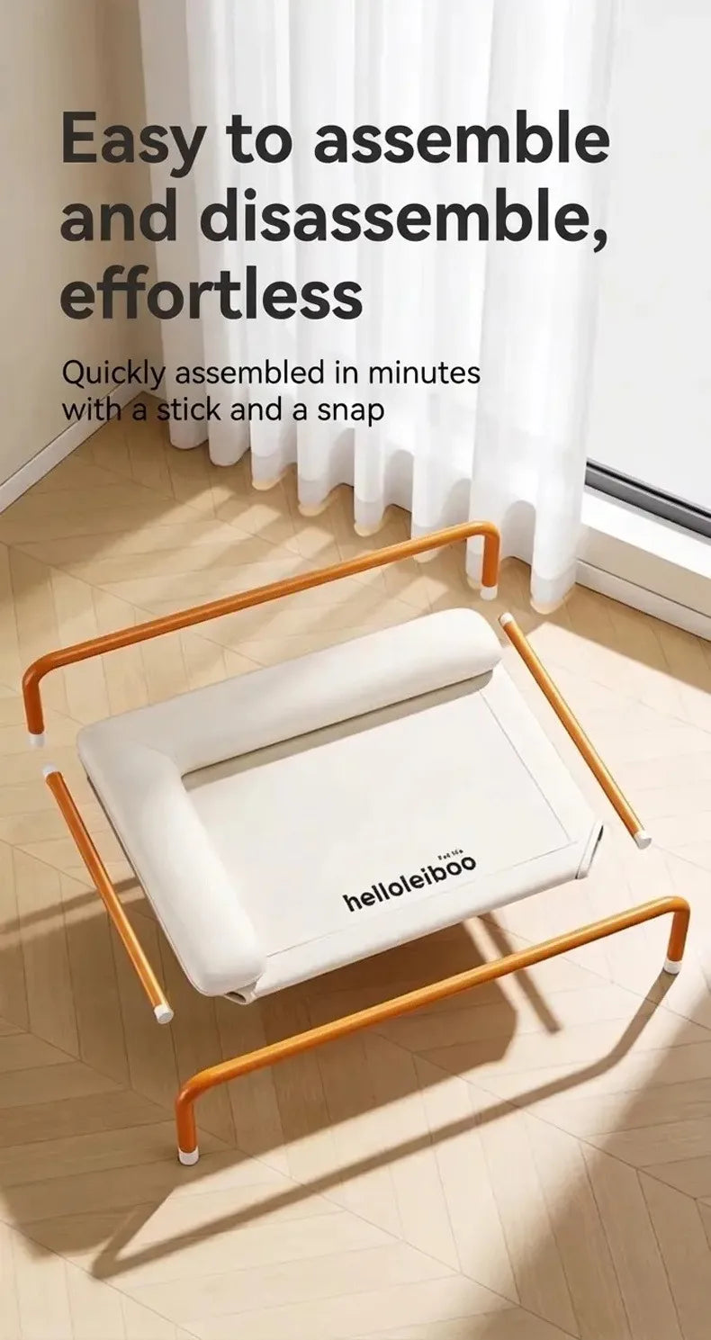 Elevated Breathable Dog Bed with Pillow for Patio Sunbathing