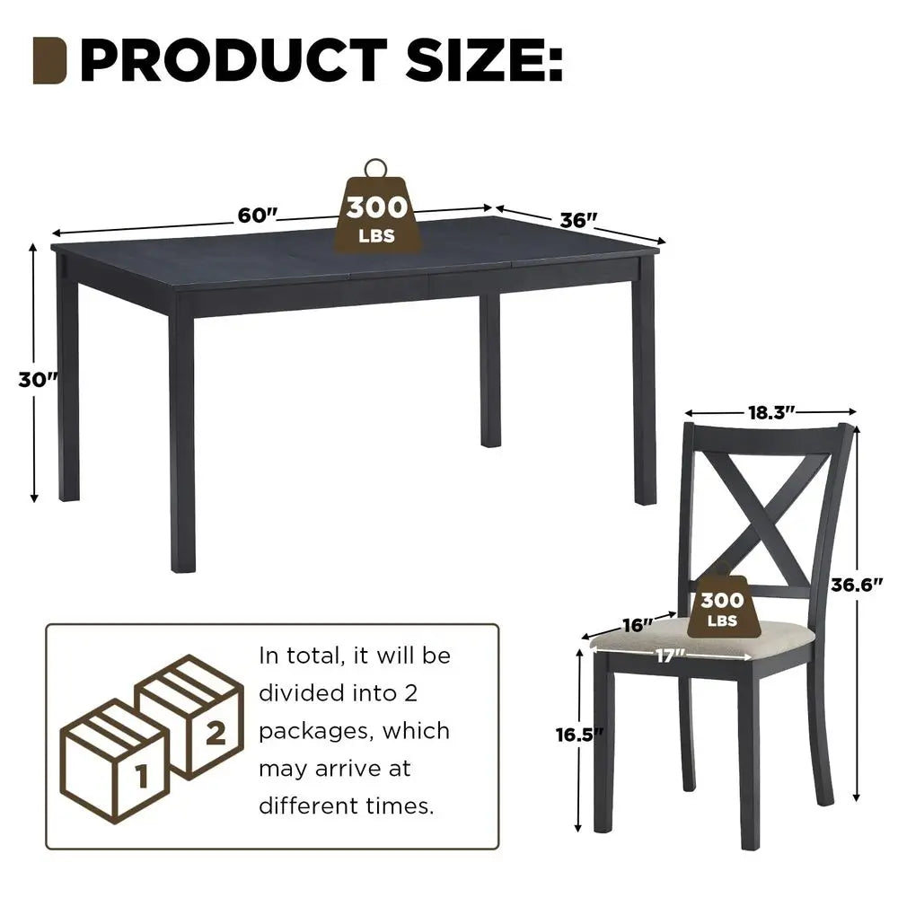 7 Piece Solid Wood Dining Table Set