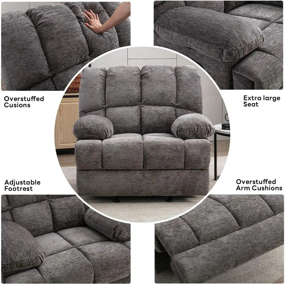 Extra Large Manual Rocker Recliner for Big and Tall, 350 LB Capacity,