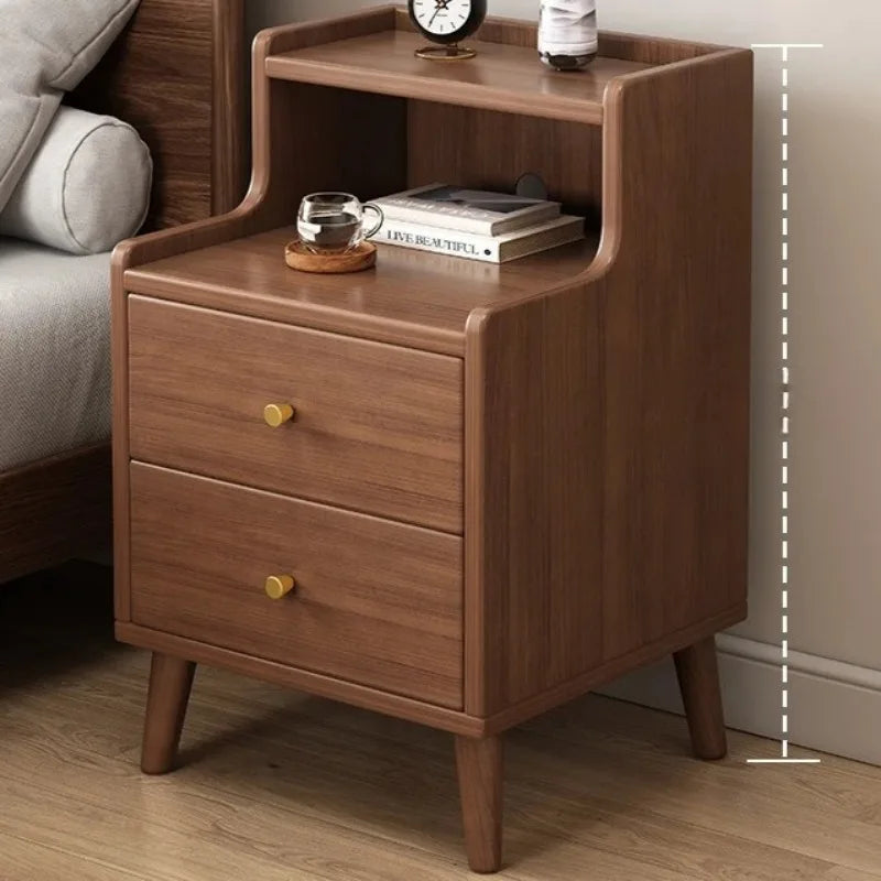 Modern Minimalist Chinese Style Compact Narrow Bedside Table Nightstand Solid Wood