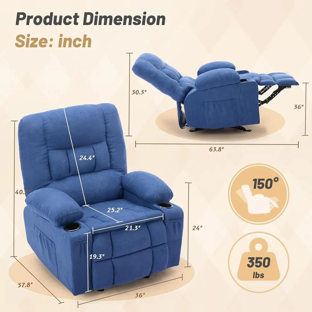 Blue Ergonomic Recliner Chair