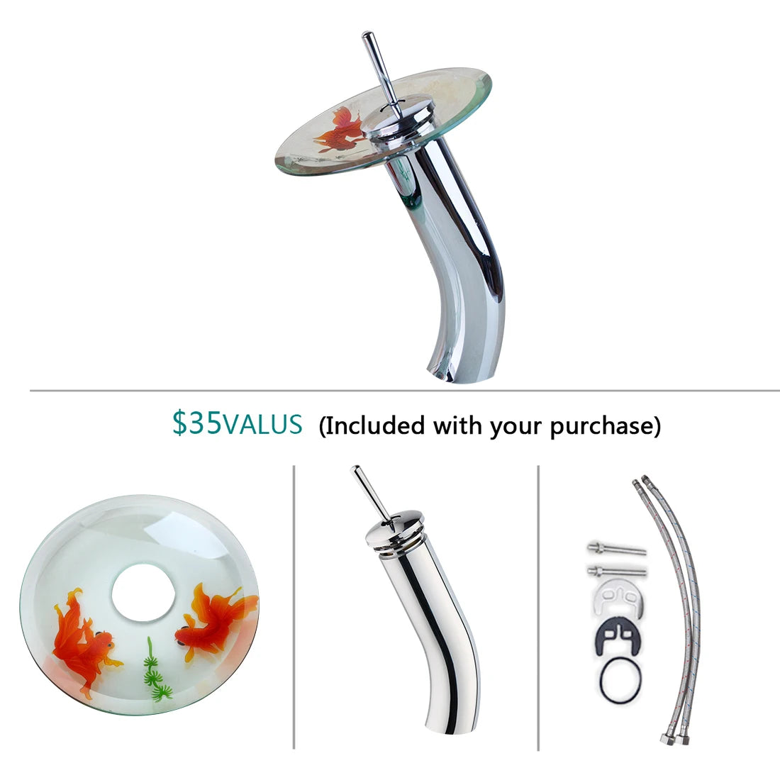 Tempered Glass Bathroom Basin Sink Faucet Combo