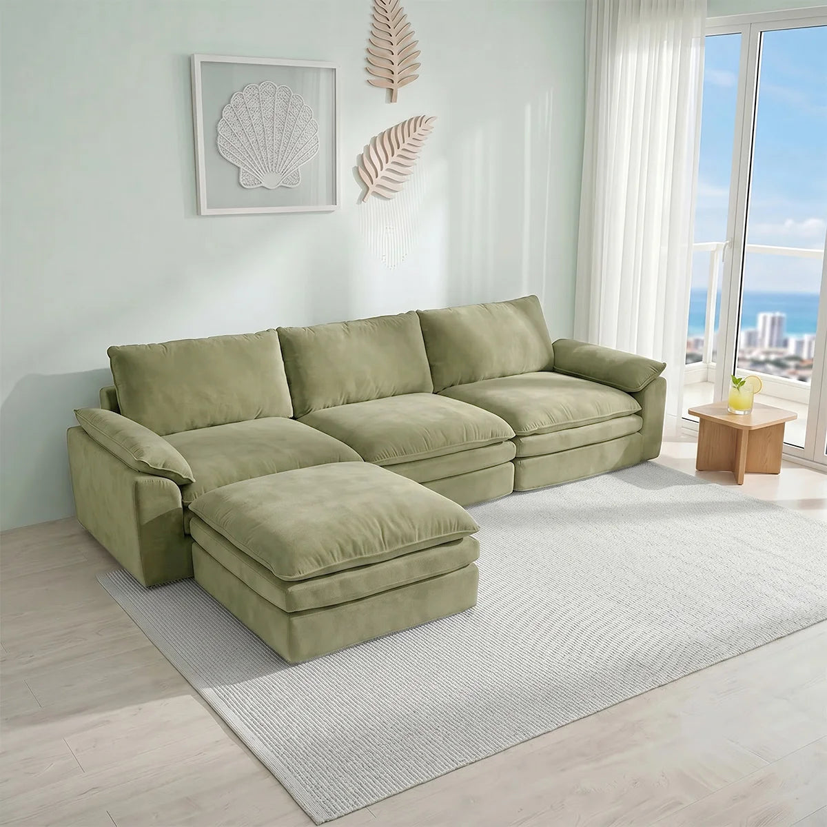 Summer Fresh Cream Style Modular Block Sofa