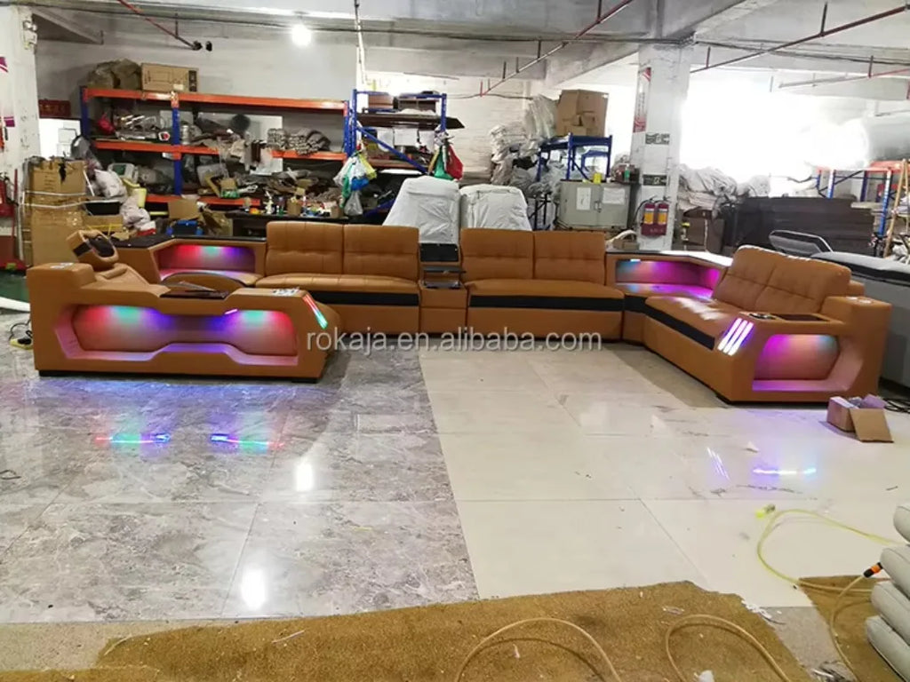Light Emitting Smart Sofa Massage Leather Sofa