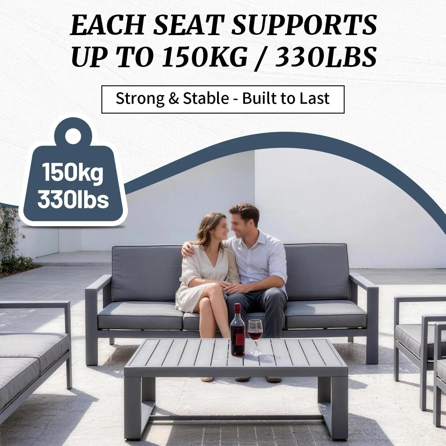 Modern Metal Outdoor Conversation Sectional Sofa