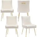 Set of 4 Velvet Upholstered Dining Chairs with Pull Handle