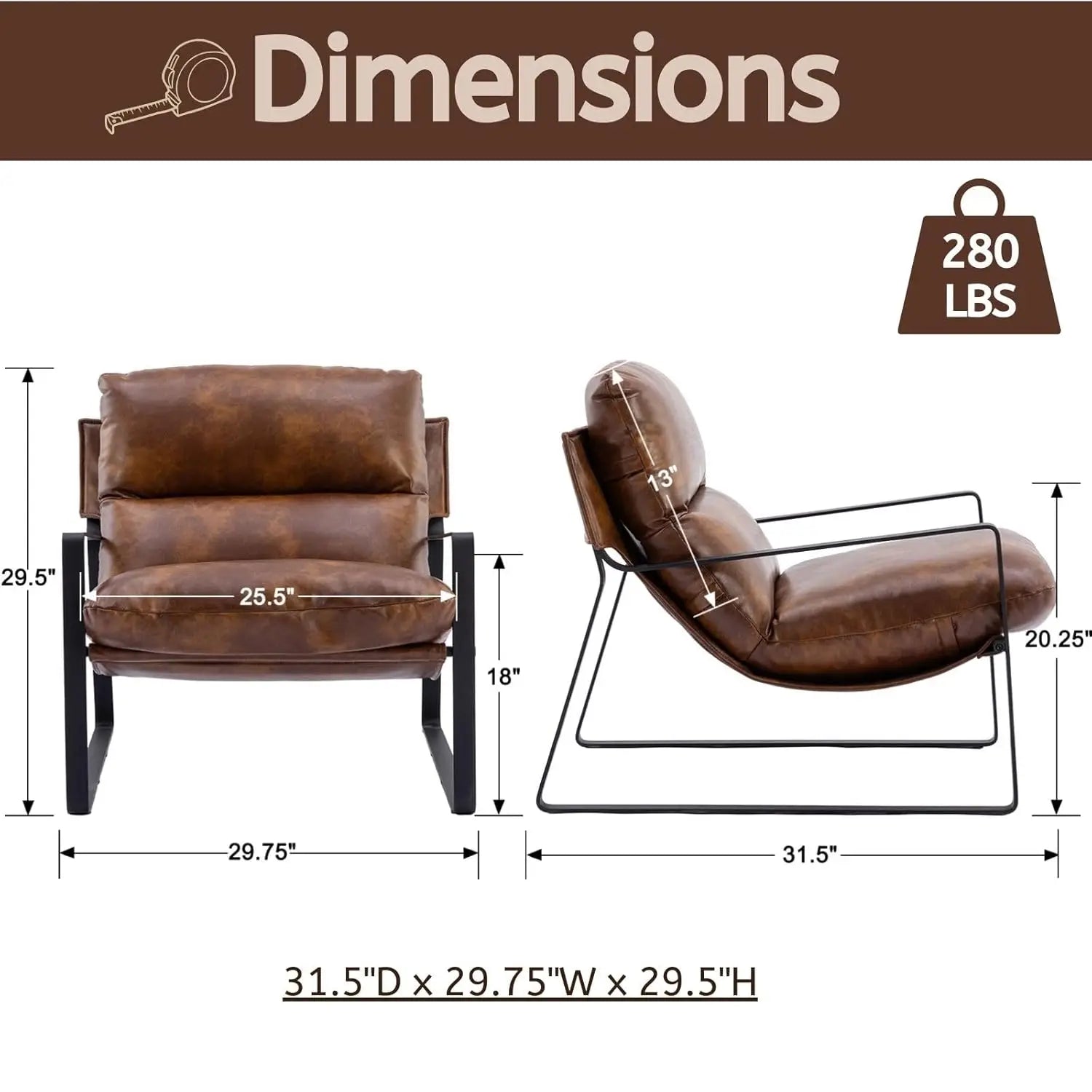 Leather Accent Armchair Set of 2