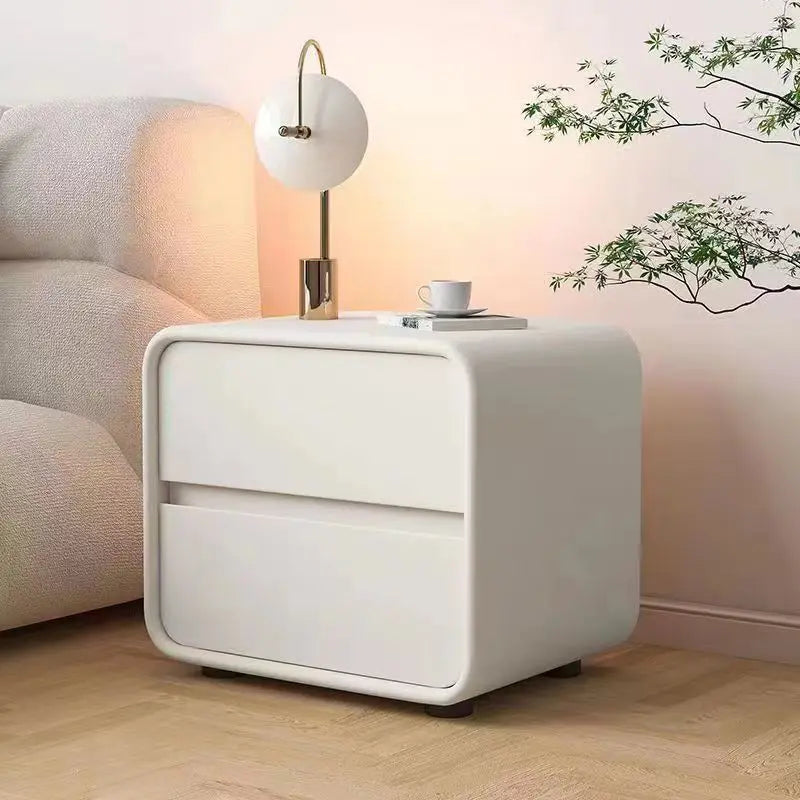 Simple modern bedside table cream style solid wood storage ultra-narrow new 2-layer light