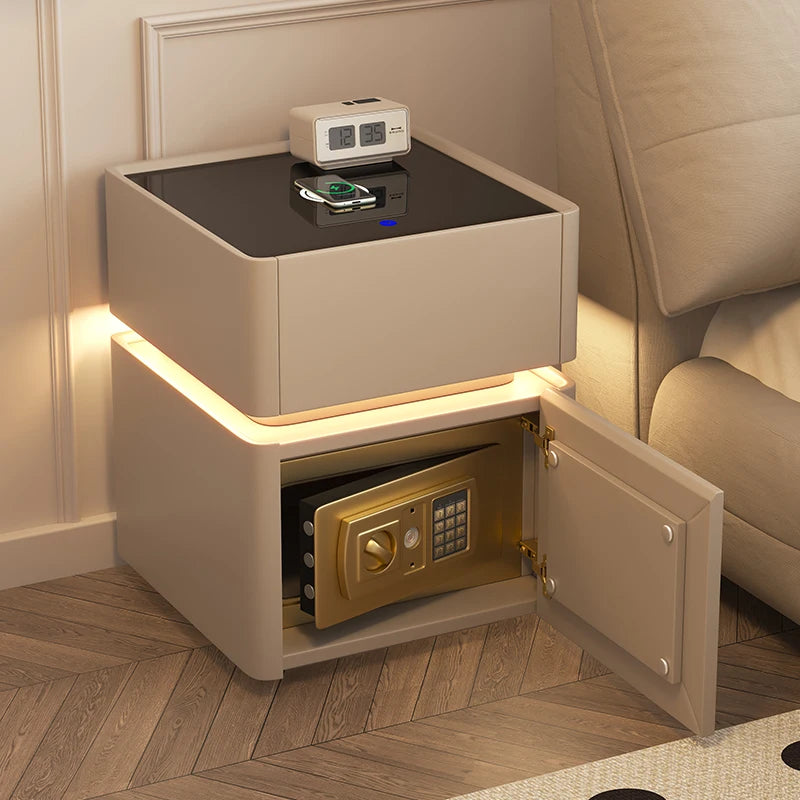 French Minimalist Bedside Table Classic with Safe