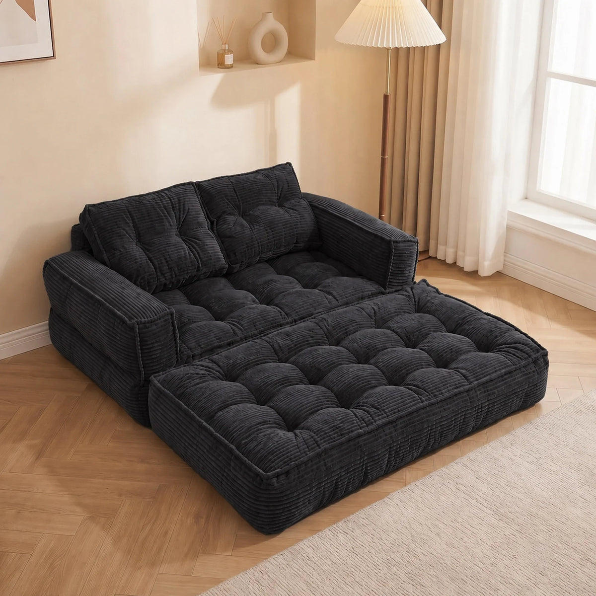 51" 2-Seater Modular Corduroy Sofa with Chaise