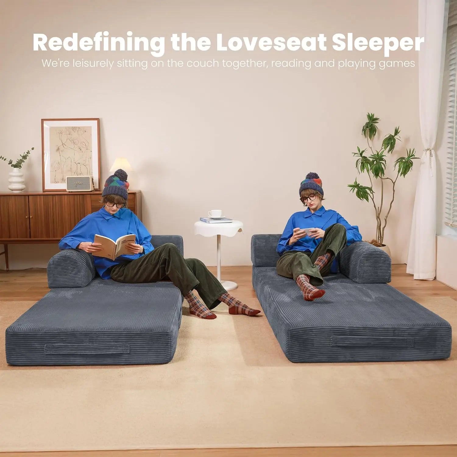 Convertible Sleeper Sofa Bed, Boneless Corduroy