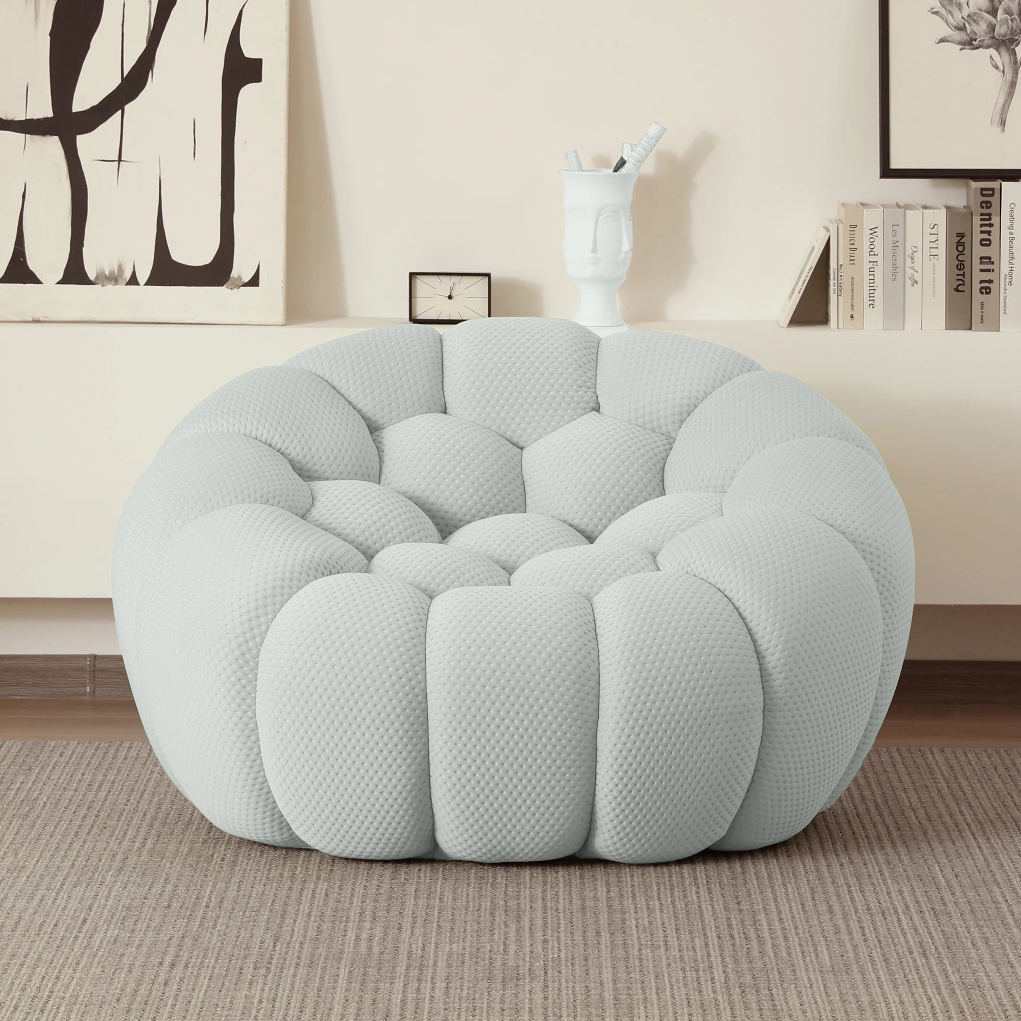 Oversized Boneless Bubble Couch, Football-Shaped Design
