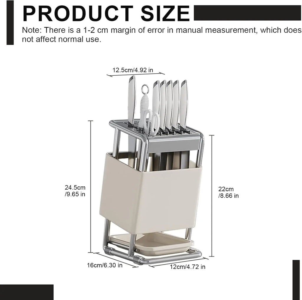 Knife Block with Drain Tray, Knife Holder without Knives