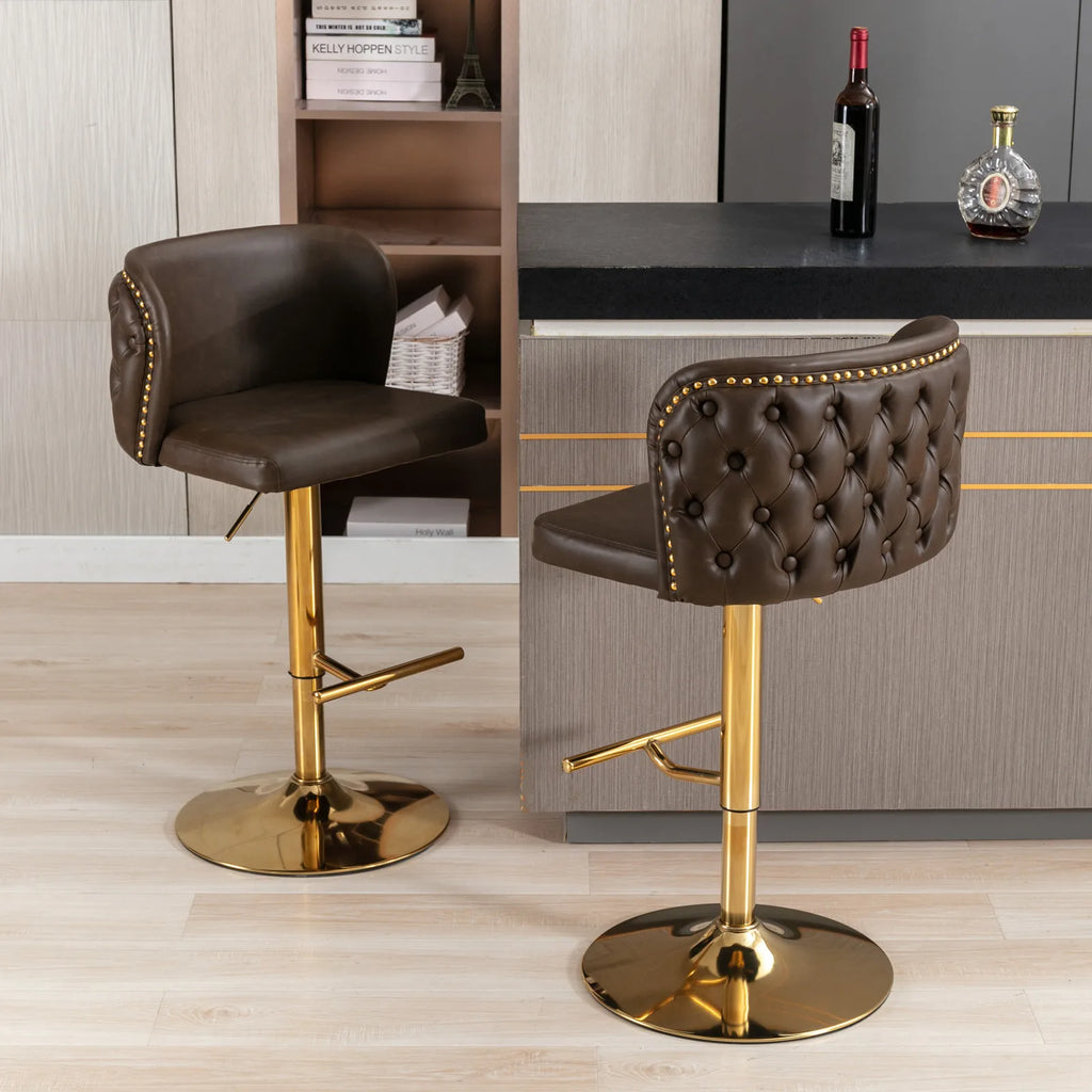 2Pcs Swivel Bar Kitchen Chairs  Upholstered Counter Height