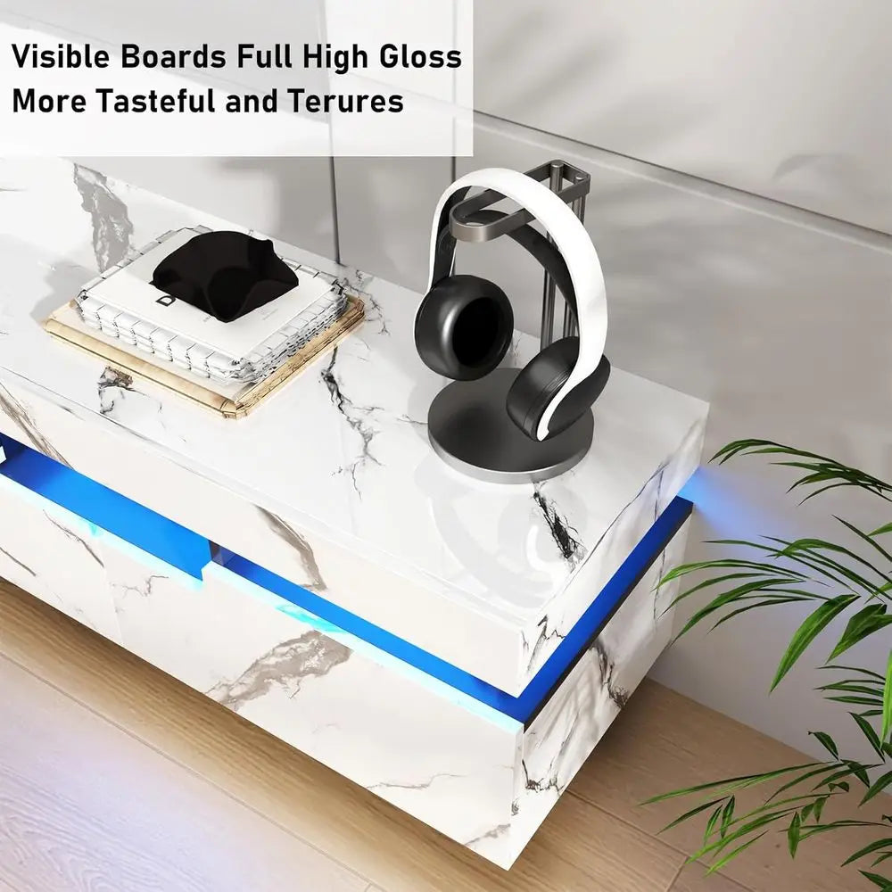 70-80 Inch High Gloss White TV Stand