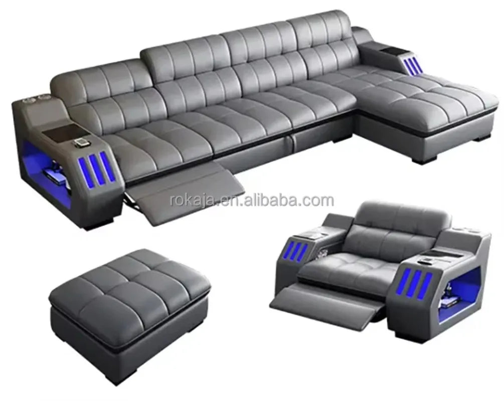 Light Emitting Smart Sofa Massage Leather Sofa