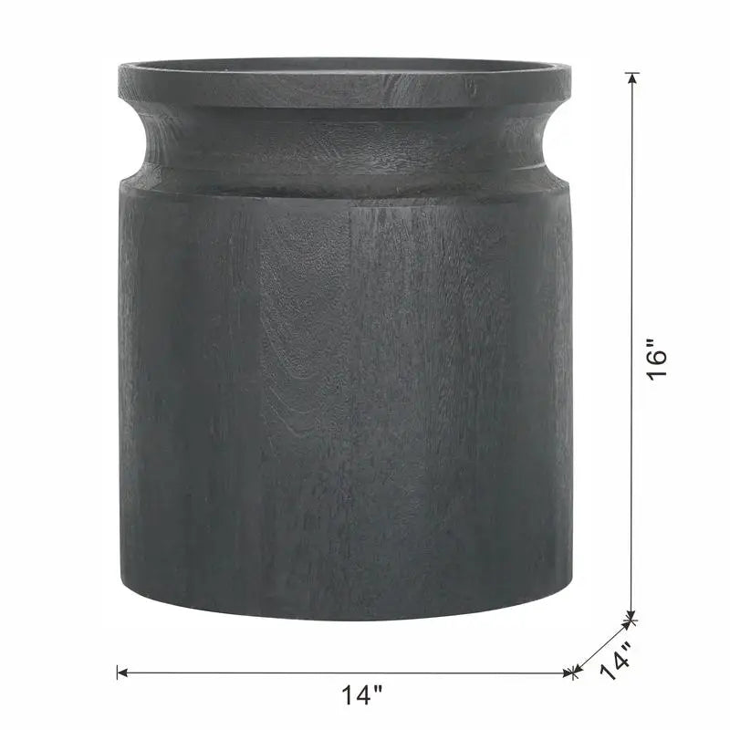 Black Wooden Cylinder Side Table