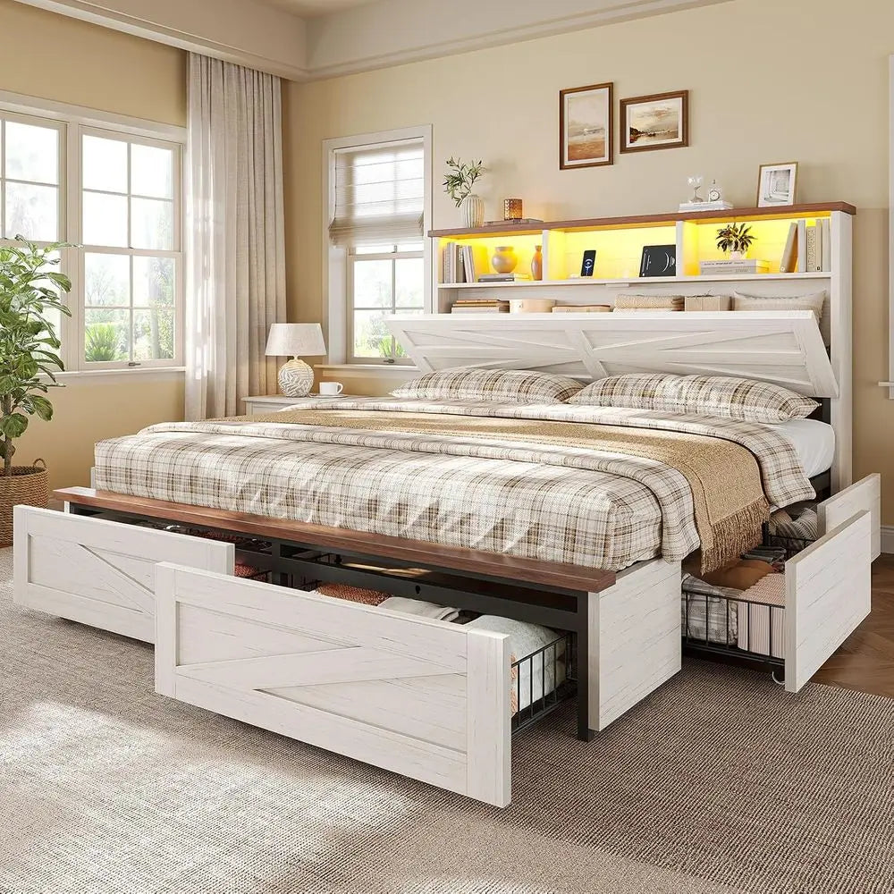 Queen Bed with 6 Drawers