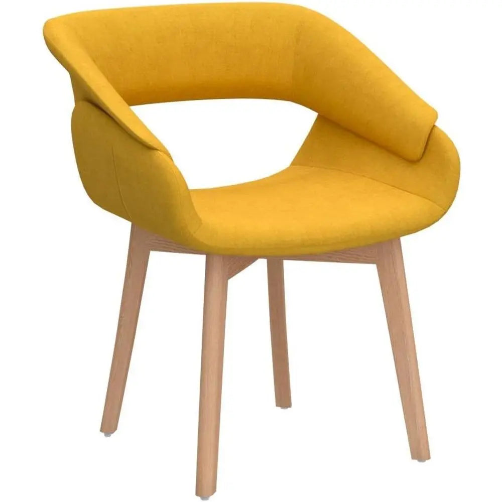 Pair of Yellow Upholstered Dining Chairs with Fabric Cushion
