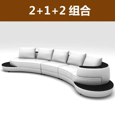 Luxury Modern Curved Genuine Leather Sofa Sectional Couch