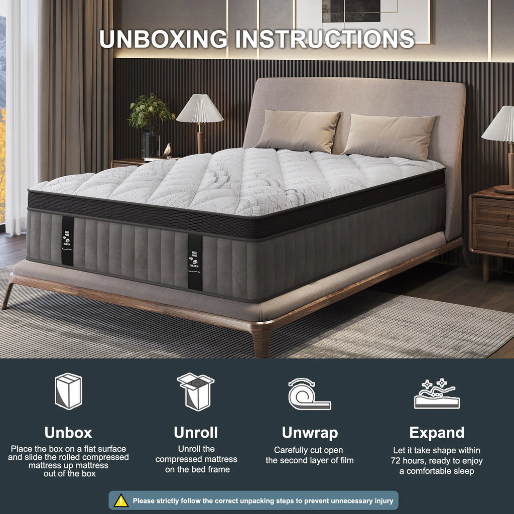 12" 14 Inch Gel Memory Foam Hybrid Mattress