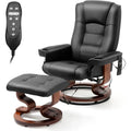 Black Leather Electric Massage Recliner with Ottoman and Swivel Lounge Chair for Relaxation in Living Room, Office, and Bedroom
