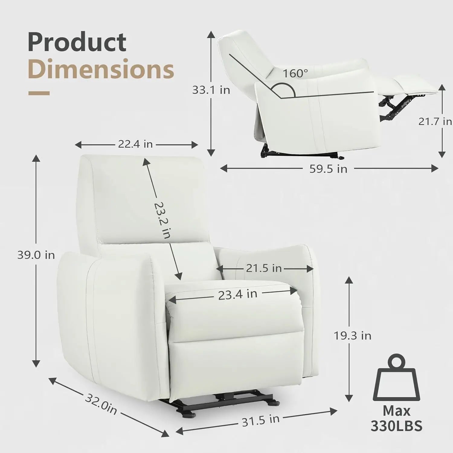 Wall Hugger Power Recliner Small Space USB