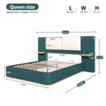 Queen Size Upholstered Bed Frame with integrated Shelves,Thick Headboard and Footboard,Wooden Structure Solid, Noise-Free,No B