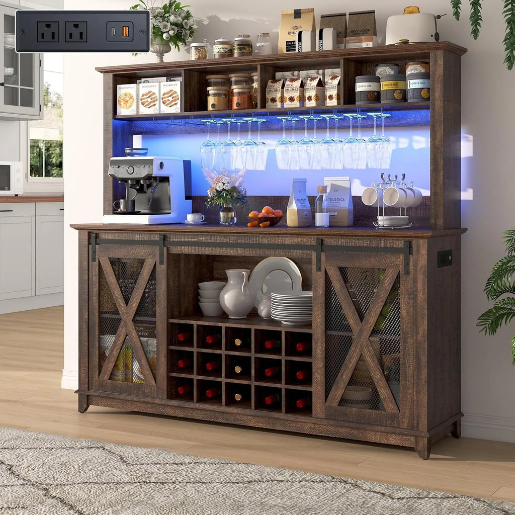 Coffee Wine Buffet Cabinet with LED