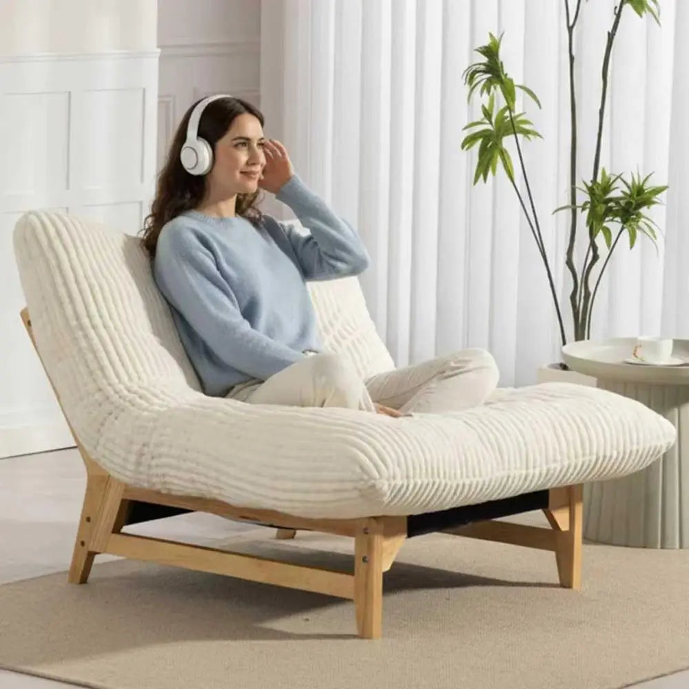 Oversized 44 White Corduroy Cloud Lounge Chair