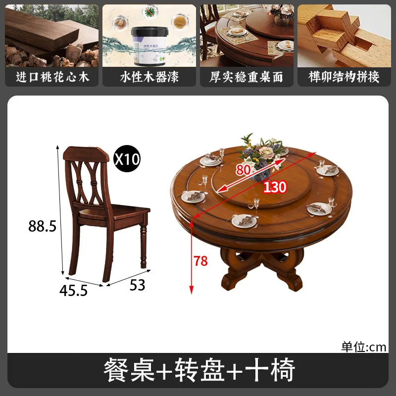 American all-solid wood dining table and chair combination