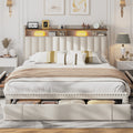 Full/Queen/King Bed Frame with 3 Drawers & 2-Tier Storage