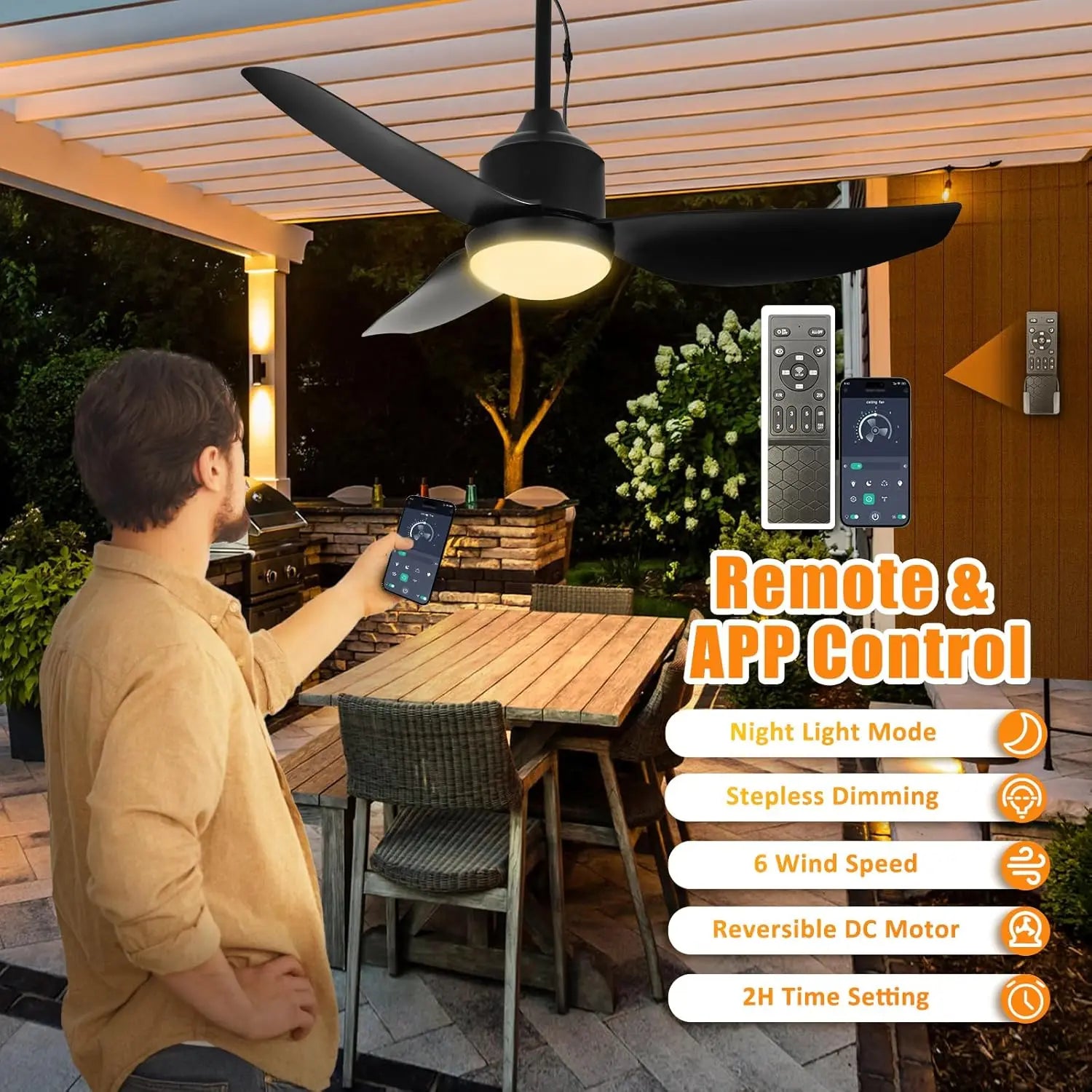 Outdoor Ceiling Fan with Light