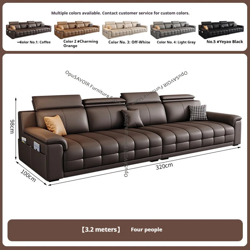 Italian Minimalist Lawrence Top Grain Leather Sofa